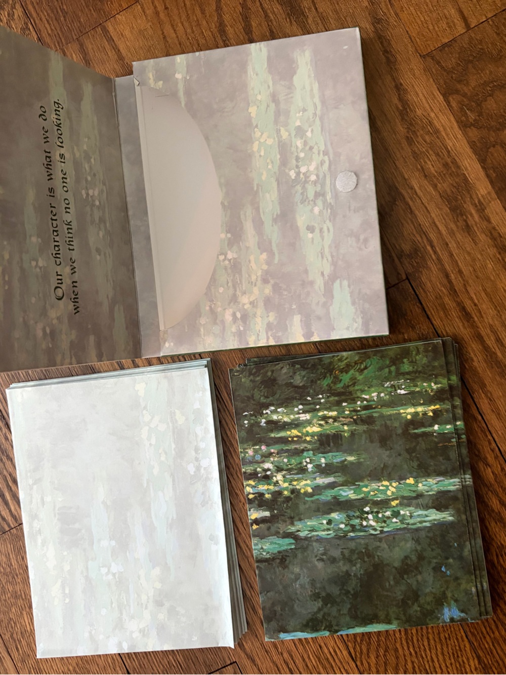 Claude Monet Water Lily Artwork Greeting Writing Cards Blank Envelope with Case